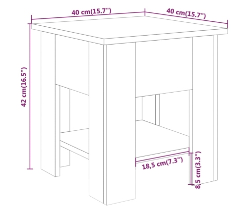 Mesa de centro madera de ingeniería roble ahumado 40x40x42 cm