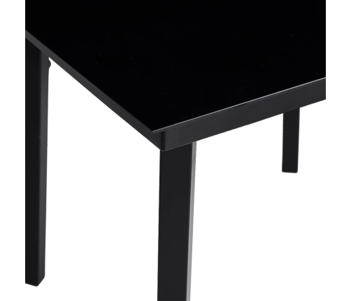 Mesa de comedor de jardín acero y vidrio negra 80x80x74 cm