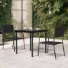 Mesa de comedor de jardín acero y vidrio negra 80x80x74 cm