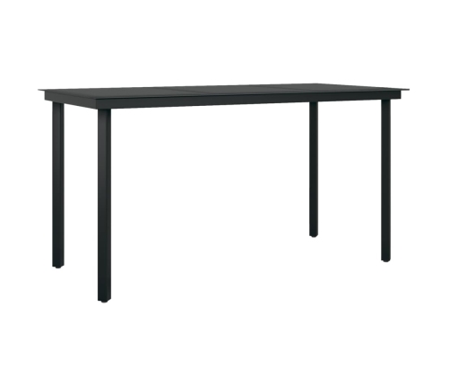 Mesa de comedor de jardín acero y vidrio negra 140x70x74 cm