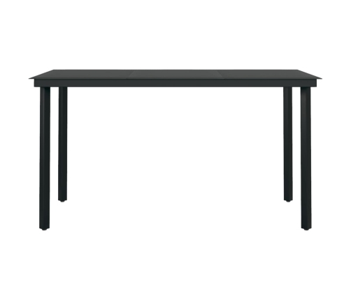 Mesa de comedor de jardín acero y vidrio negra 140x70x74 cm