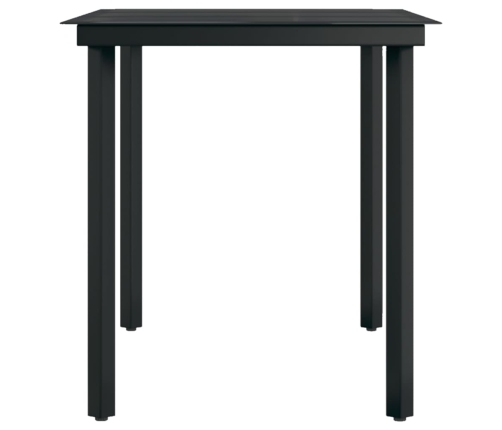 Mesa de comedor de jardín acero y vidrio negra 140x70x74 cm