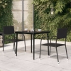 Mesa de comedor de jardín acero y vidrio negra 80x80x74 cm