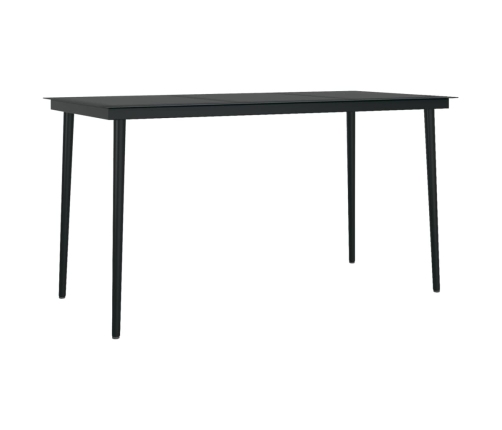 Mesa de comedor de jardín acero y vidrio negra 140x70x74 cm