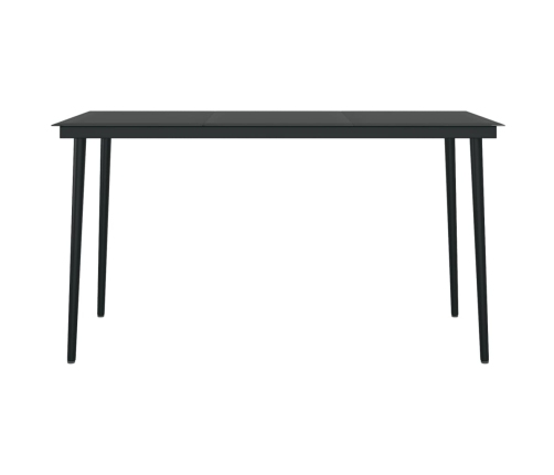 Mesa de comedor de jardín acero y vidrio negra 140x70x74 cm