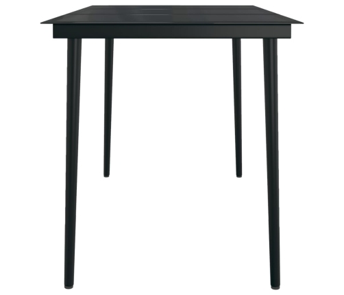 Mesa de comedor de jardín acero y vidrio negra 140x70x74 cm