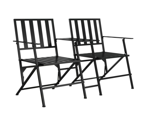 Banco plegable de jardín de dos plazas 137 cm acero negro