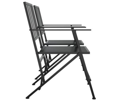 Banco plegable de jardín de dos plazas 137 cm acero negro