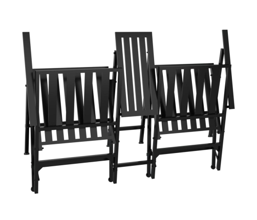 Banco plegable de jardín de dos plazas 137 cm acero negro