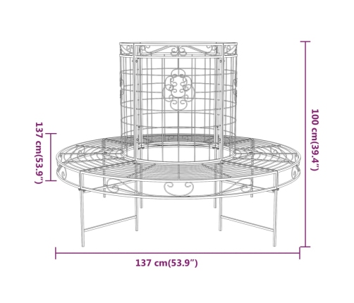 Banco de jardín redondo de acero negro Ø137 cm