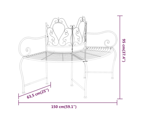 Banco de jardín de acero negro 150 cm