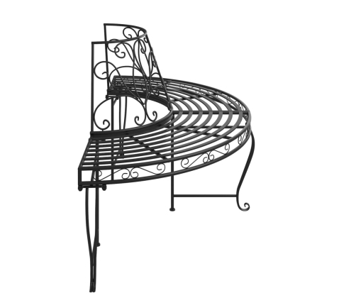 Banco de jardín semicircular de acero negro 160 cm