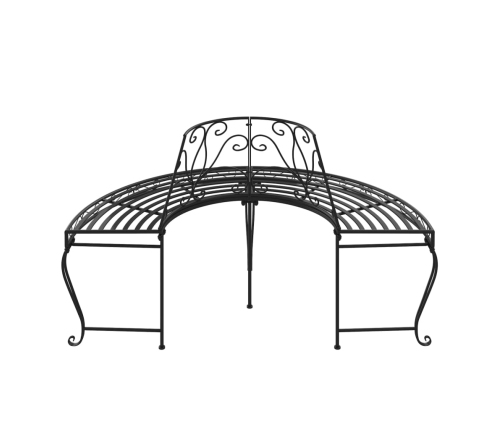 Banco de jardín semicircular de acero negro 160 cm