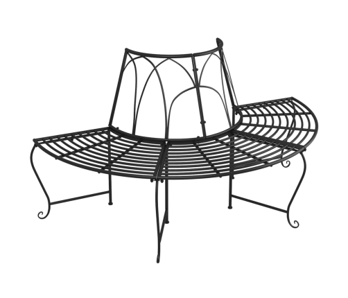 Banco de jardín semicircular de acero negro 159 cm