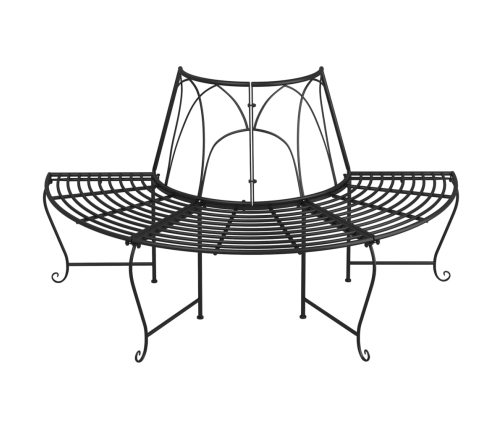 vidaXL Banco de jardín semicircular de acero negro 159 cm