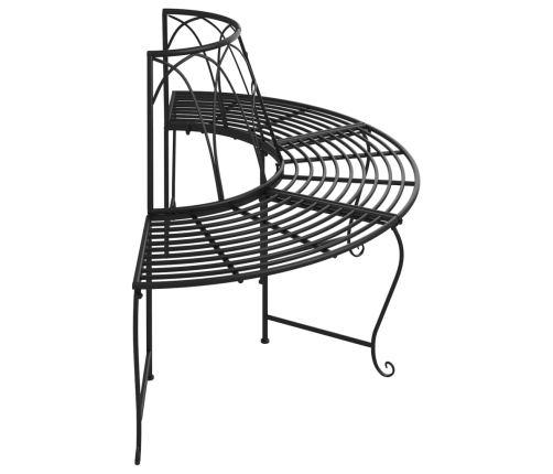 vidaXL Banco de jardín semicircular de acero negro 159 cm