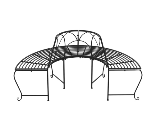 Banco de jardín semicircular de acero negro 159 cm