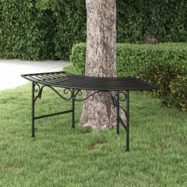 Banco de jardín de acero negro 113 cm