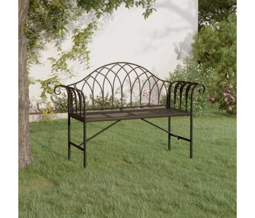 Banco de jardín de dos plazas 128 cm acero negro