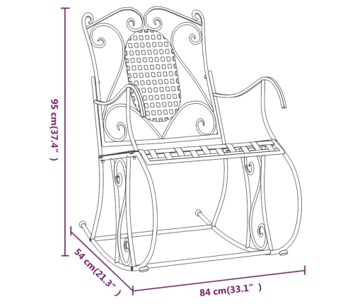 vidaXL Banco mecedor de acero negro 84 cm