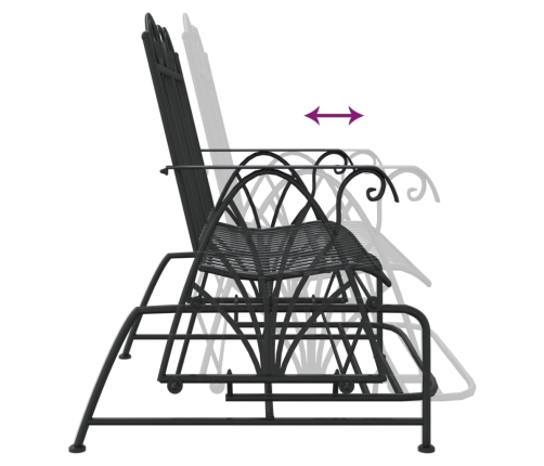 Banco balancín de jardín de 2 plazas acero negro 114 cm