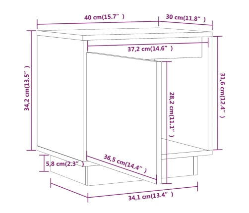 vidaXL Mesitas de noche 2 uds madera maciza de pino blanco 40x30x40 cm