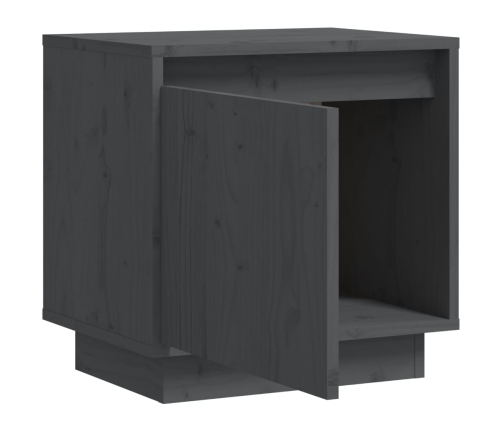 vidaXL Mesita de noche de madera maciza de pino gris 40x30x40 cm