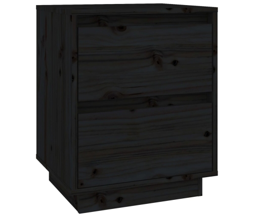 vidaXL Mesita de noche madera maciza de pino negro 40x35x50 cm