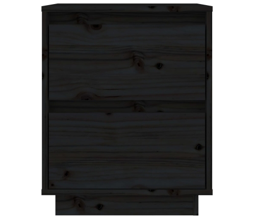 Mesita de noche madera maciza de pino negro 40x35x50 cm