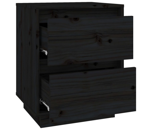 Mesita de noche madera maciza de pino negro 40x35x50 cm