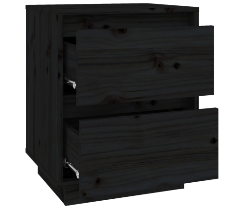 Mesitas de noche 2 uds madera maciza de pino negro 40x35x50 cm