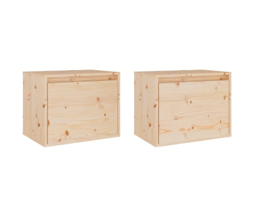 Armarios de pared 2 uds madera maciza de pino 45x30x35 cm