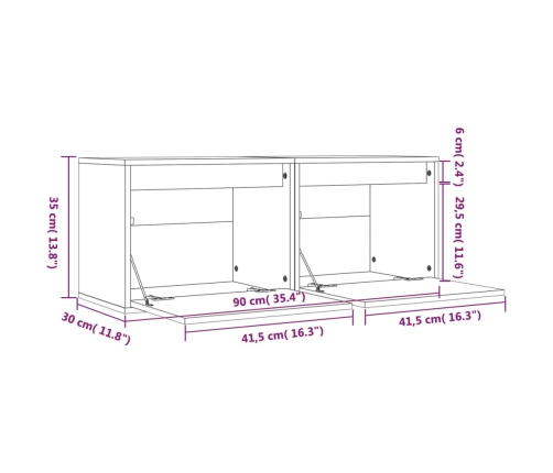 Armarios de pared 2 uds madera maciza de pino 45x30x35 cm