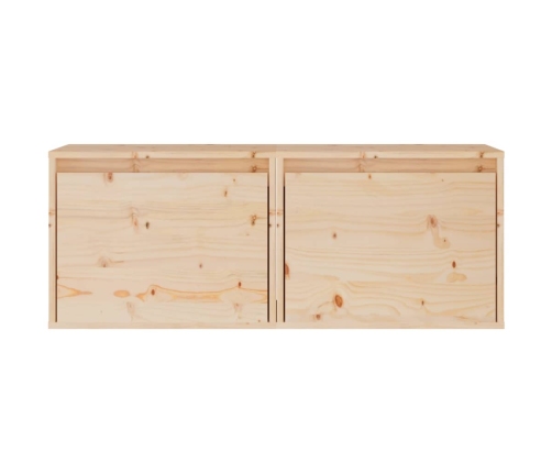 Armarios de pared 2 uds madera maciza de pino 45x30x35 cm