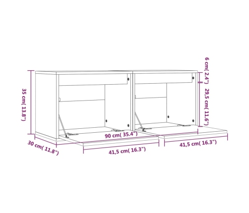 Armarios de pared 2 uds madera maciza pino blanco 45x30x35 cm