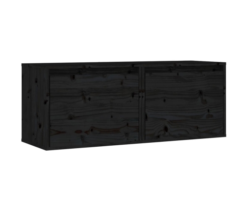 vidaXL Armarios de pared 2 uds madera maciza pino negro 45x30x35 cm