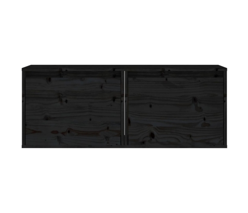 vidaXL Armarios de pared 2 uds madera maciza pino negro 45x30x35 cm