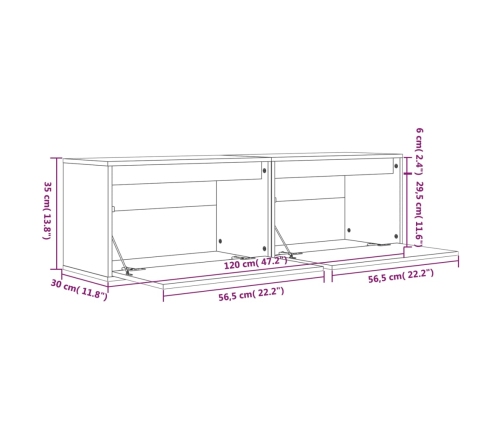 Armarios de pared 2 uds madera maciza de pino 60x30x35 cm