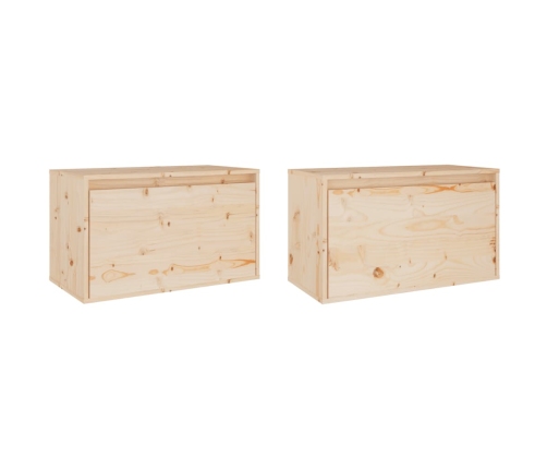 Armarios de pared 2 uds madera maciza de pino 60x30x35 cm