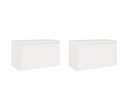 Armarios de pared 2 uds madera maciza pino blanco 60x30x35 cm