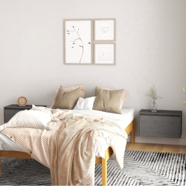 Armarios de pared 2 uds madera maciza pino gris 60x30x35 cm