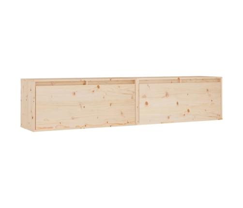 Armario de pared 2 uds madera maciza de pino 80x30x35 cm