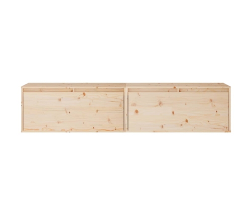 Armario de pared 2 uds madera maciza de pino 80x30x35 cm