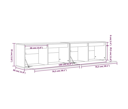 Armario de pared 2 uds madera maciza de pino 80x30x35 cm