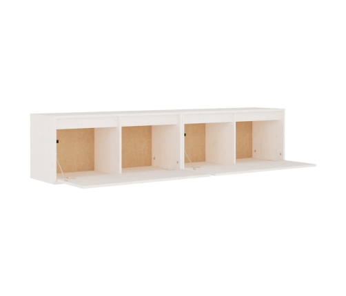 vidaXL Armario de pared 2 uds madera maciza de pino blanco 80x30x35 cm