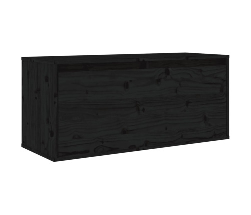 Armario de pared de madera maciza de pino negro 80x30x35 cm