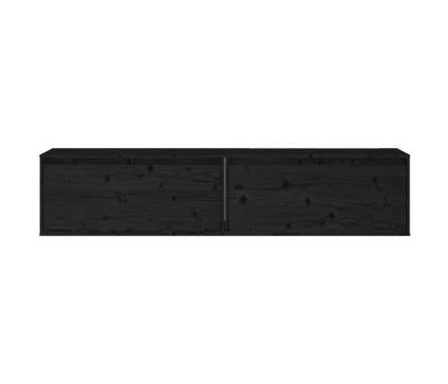 vidaXL Armario de pared 2 uds madera maciza de pino negro 80x30x35 cm