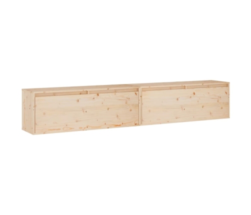 Armario de pared 2 uds madera maciza de pino 100x30x35cm