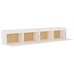 Armario de pared 2 uds madera maciza de pino blanco 100x30x35cm