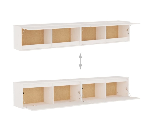 Armario de pared 2 uds madera maciza de pino blanco 100x30x35cm